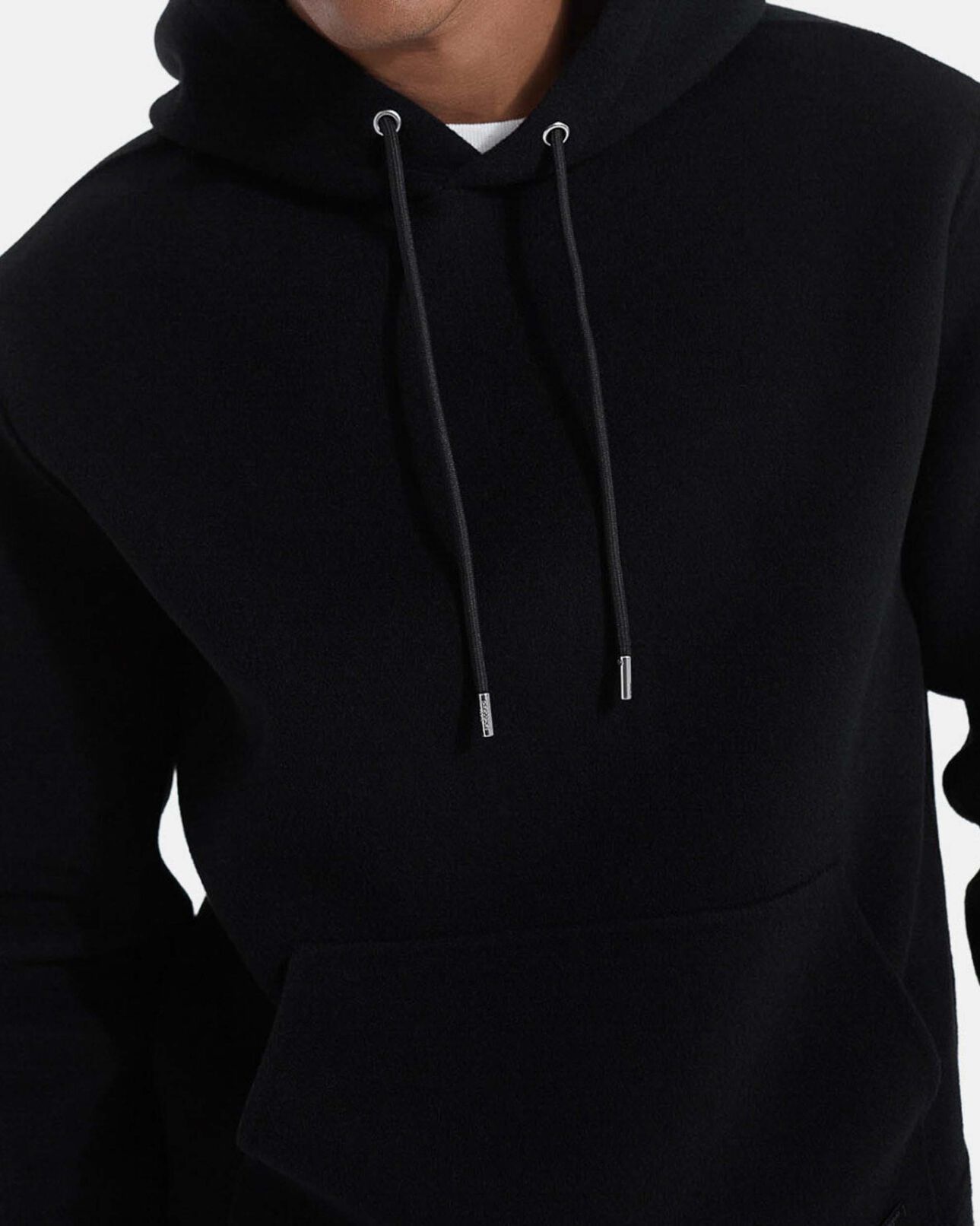The Kooples HOMME BLACK sweat laine double face noire à capuche