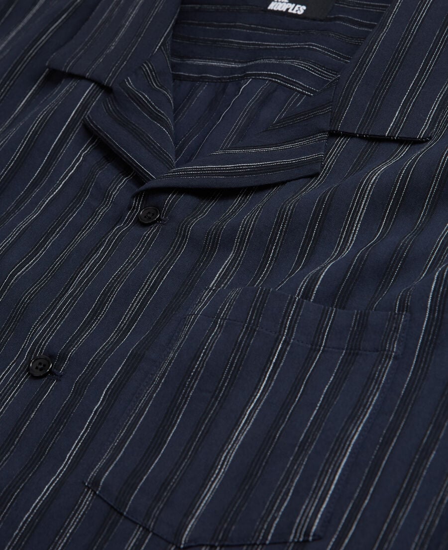 The Kooples MEN DARK NAVY-ECRU navy blue striped shirt