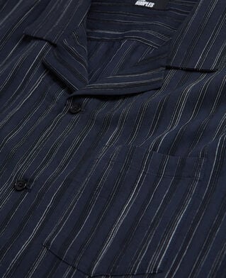 The Kooples MEN DARK NAVY-ECRU navy blue striped shirt