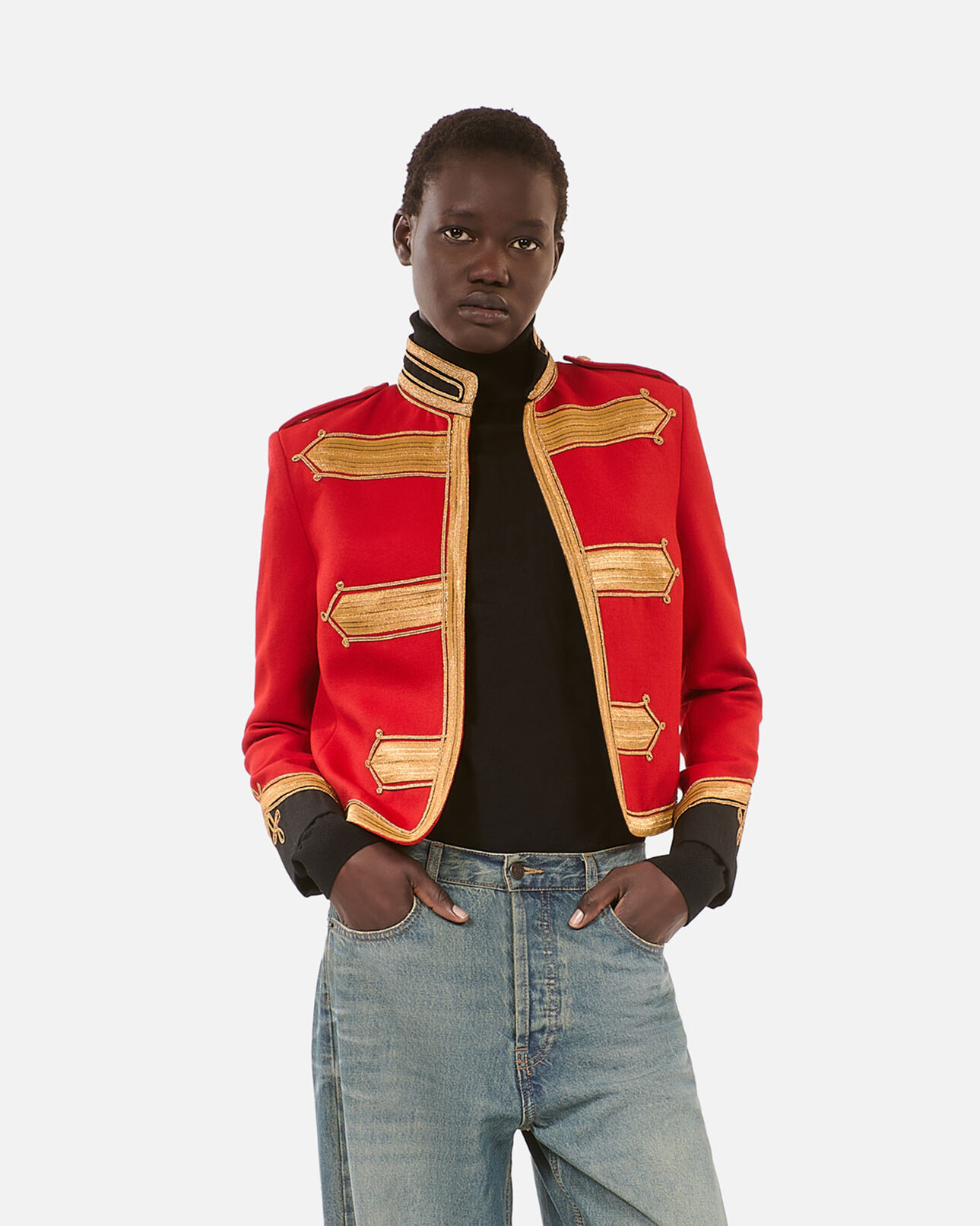 The Kooples FEMME RED veste style officier en laine rouge