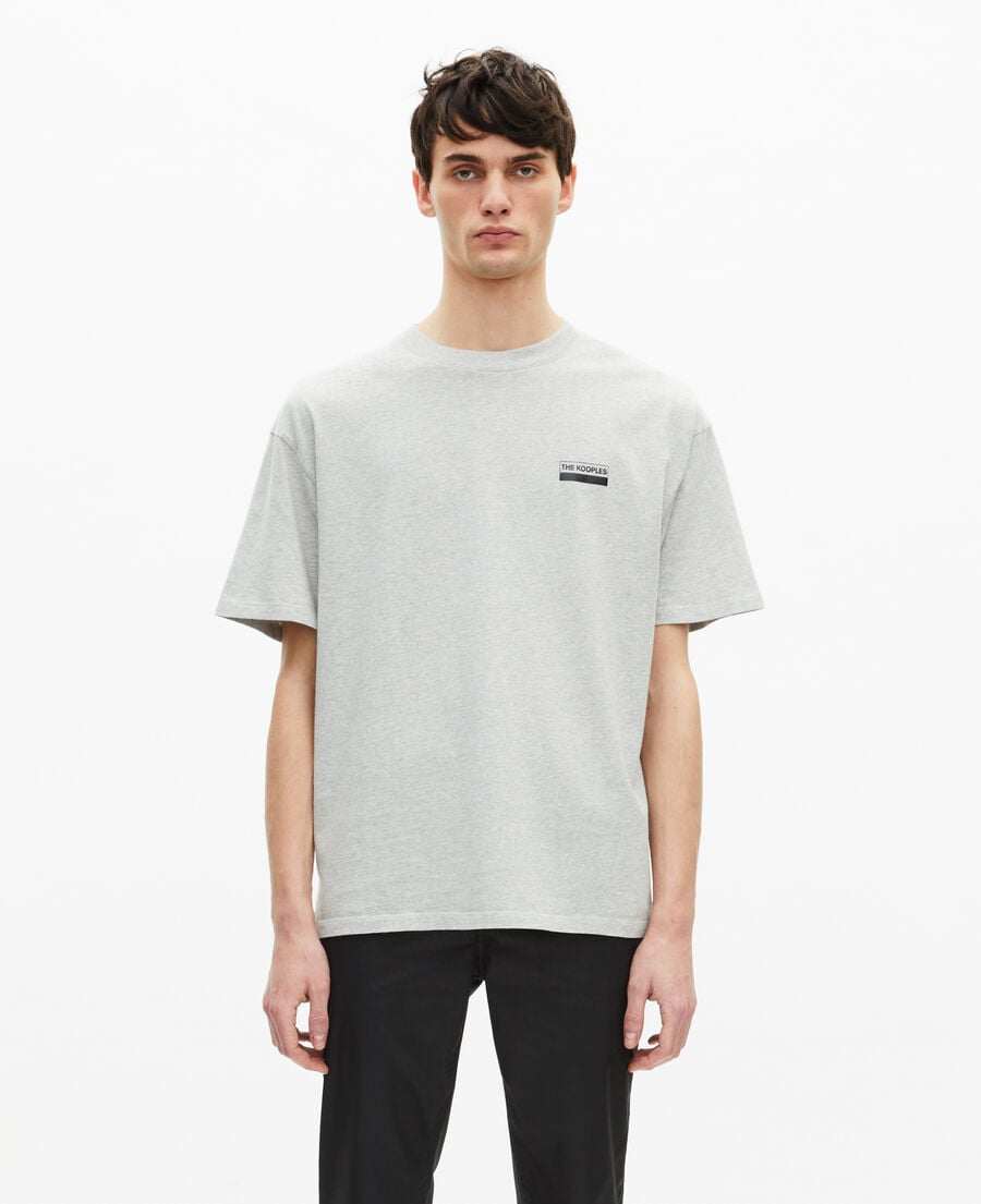 The Kooples HOMME LIGHT GREY MELANGE t-shirt à sérigraphie gris