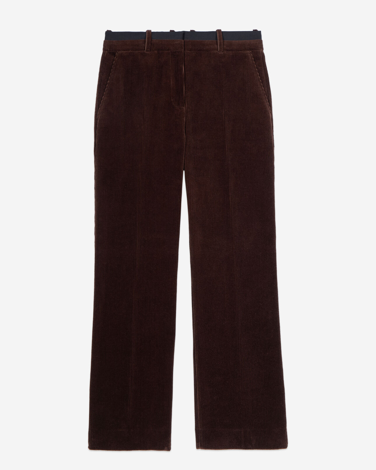 The Kooples WOMEN BROWN brown corduroy straight-leg tailored pants