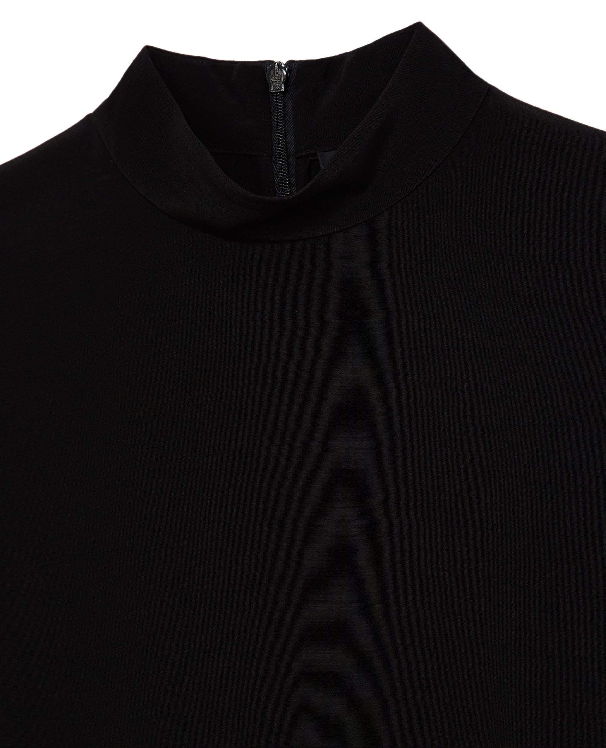 Short black dress with frills and high neck, BLACK, hi-res image number null