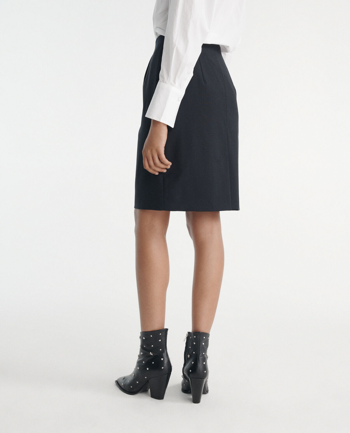 Navy blue pencil skirt in wool with pockets The Kooples