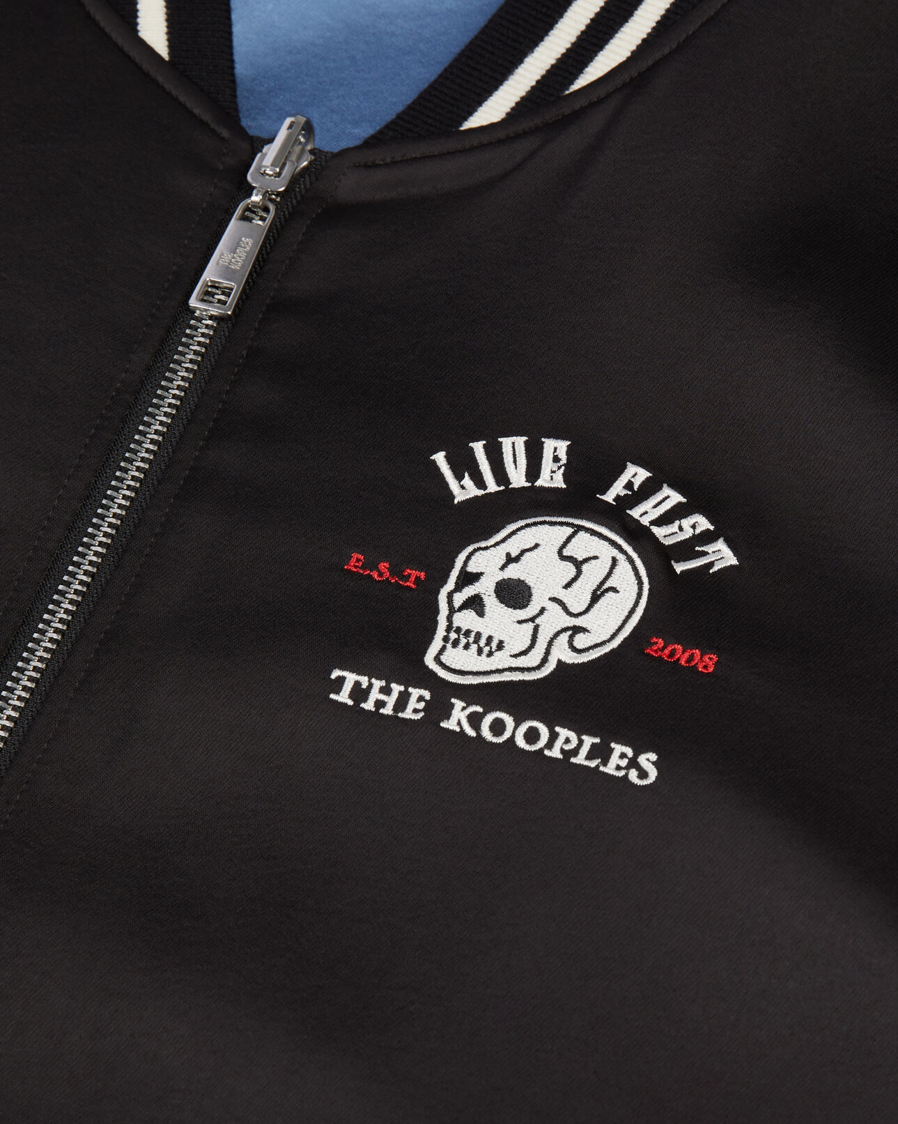 The Kooples MEN BLACK satin black reversible jacket with tiger embroidery