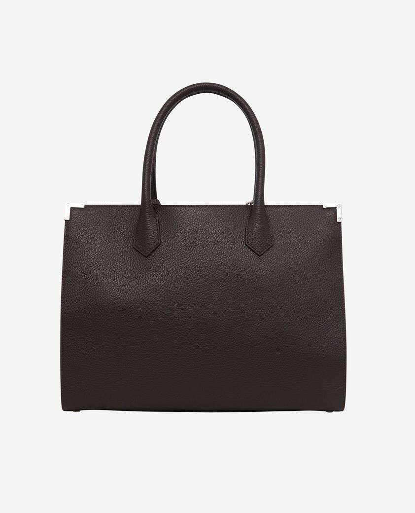 The Kooples FEMME BROWN sac cabas ming l en cuir grain&eacute; marron