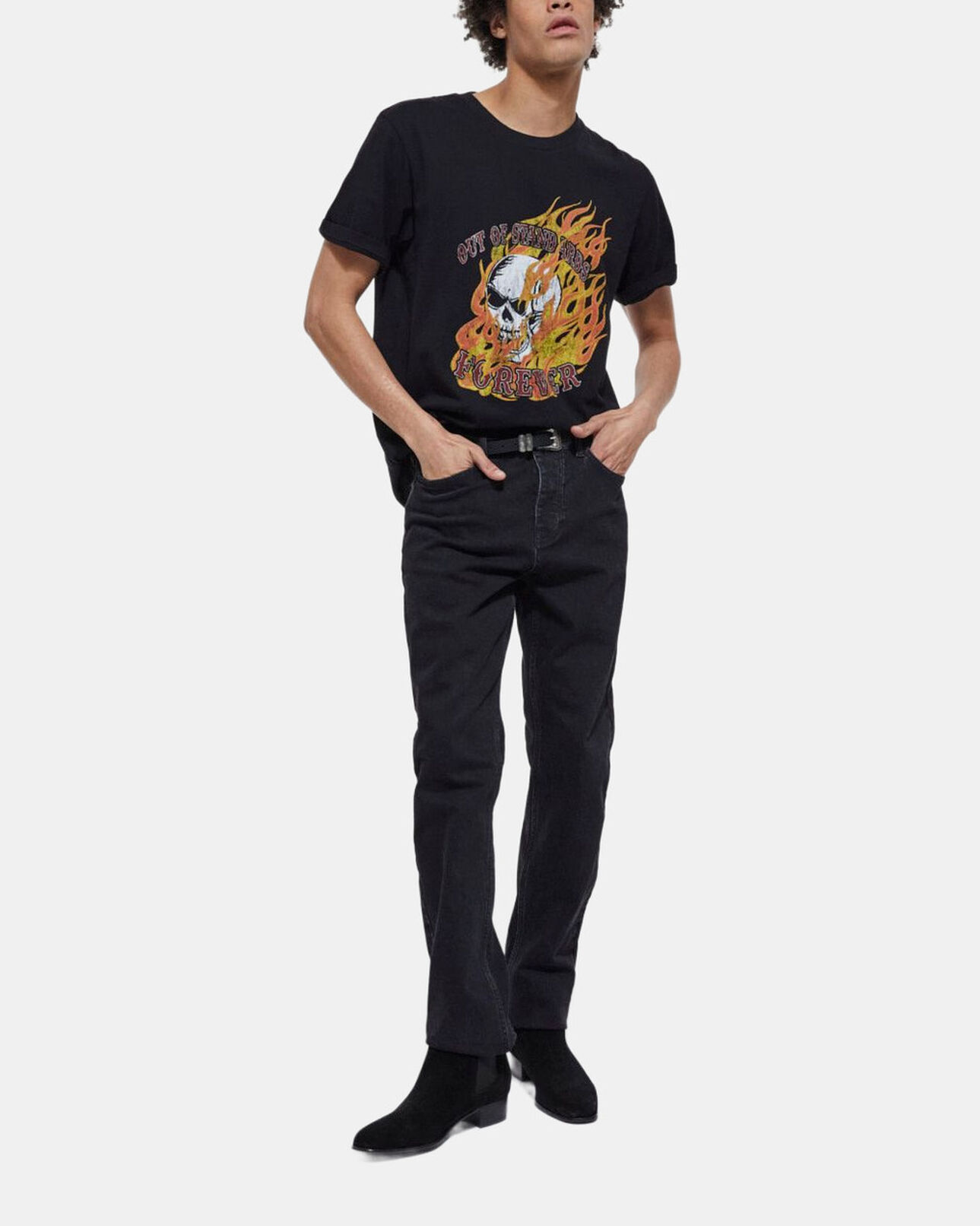 The Kooples MEN STONE black t-shirt with screen print