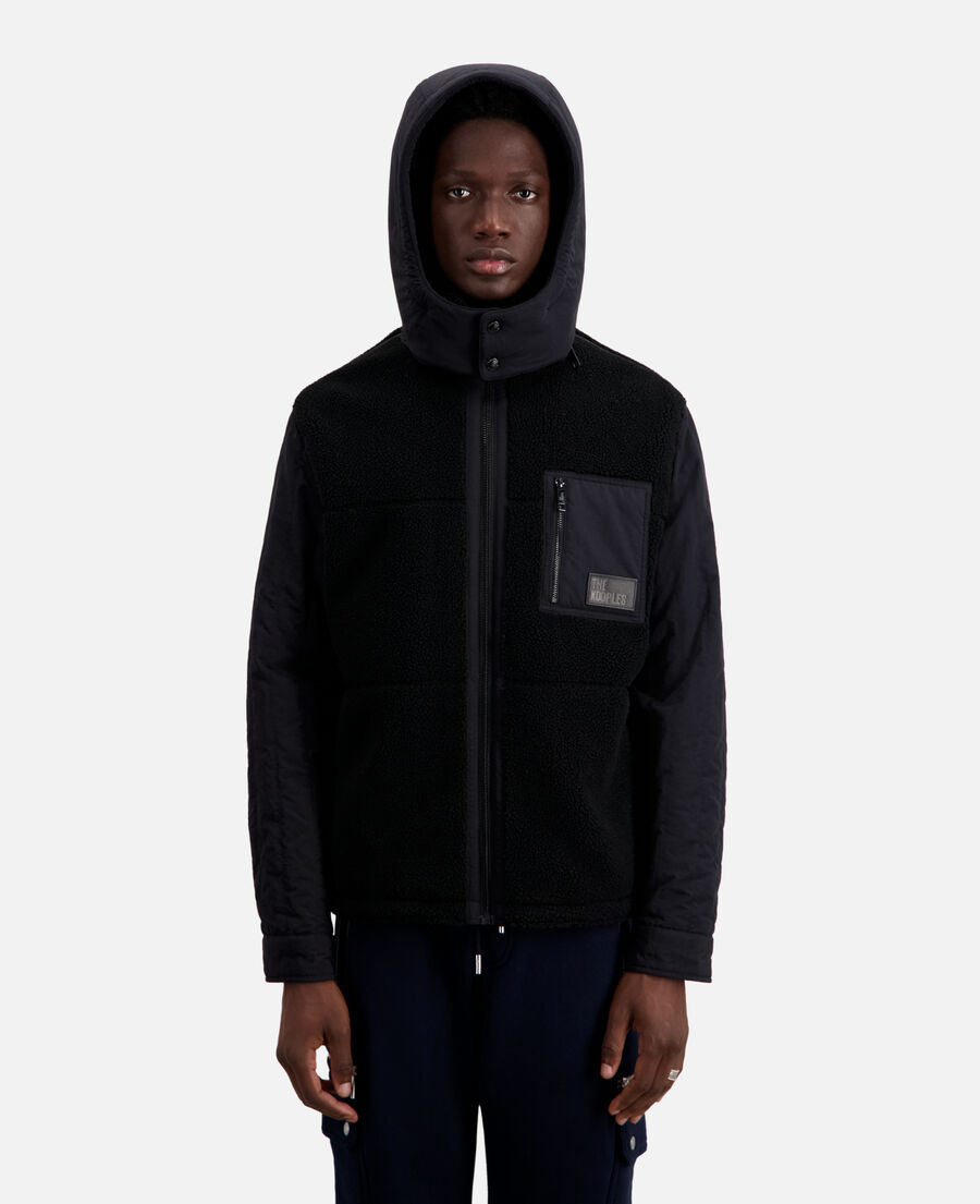 black sherpa overshirt type jacket
