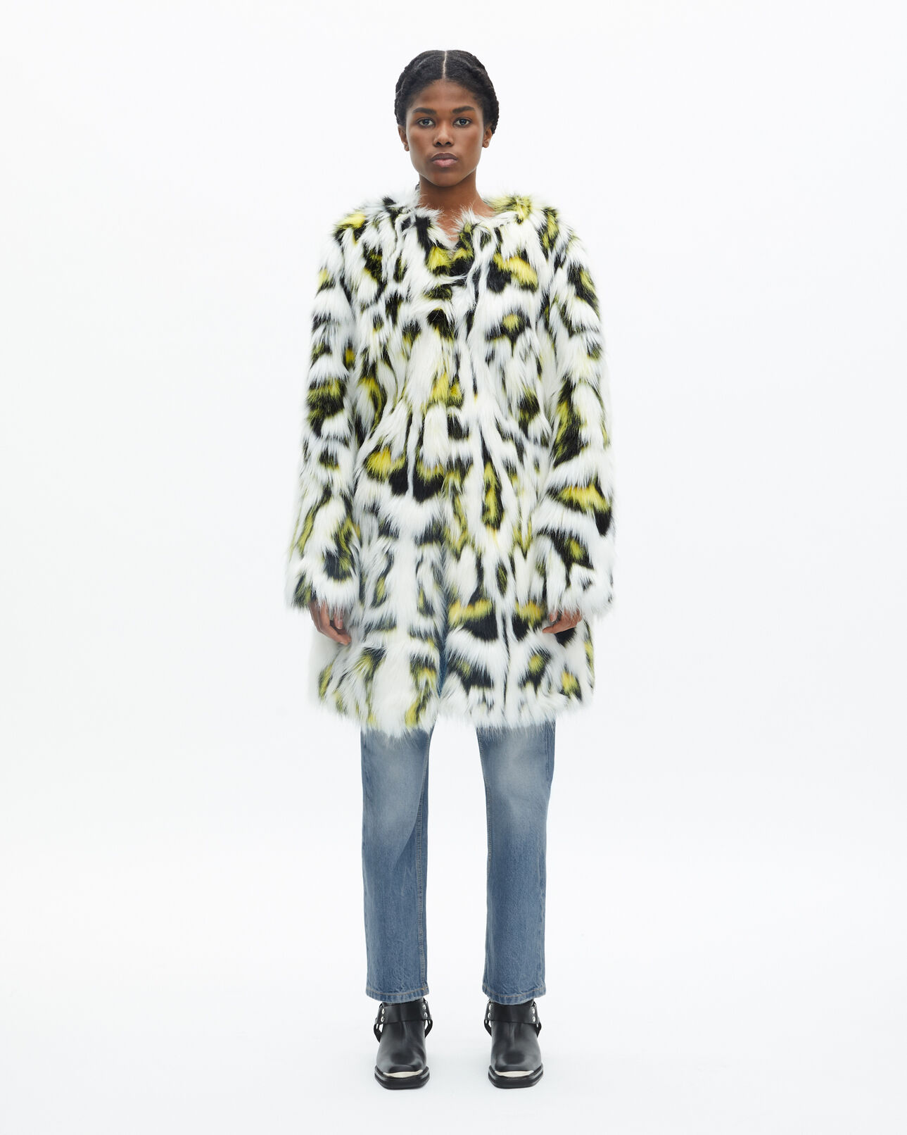 The Kooples FEMME WHITE manteau fausse fourrure imprimée
