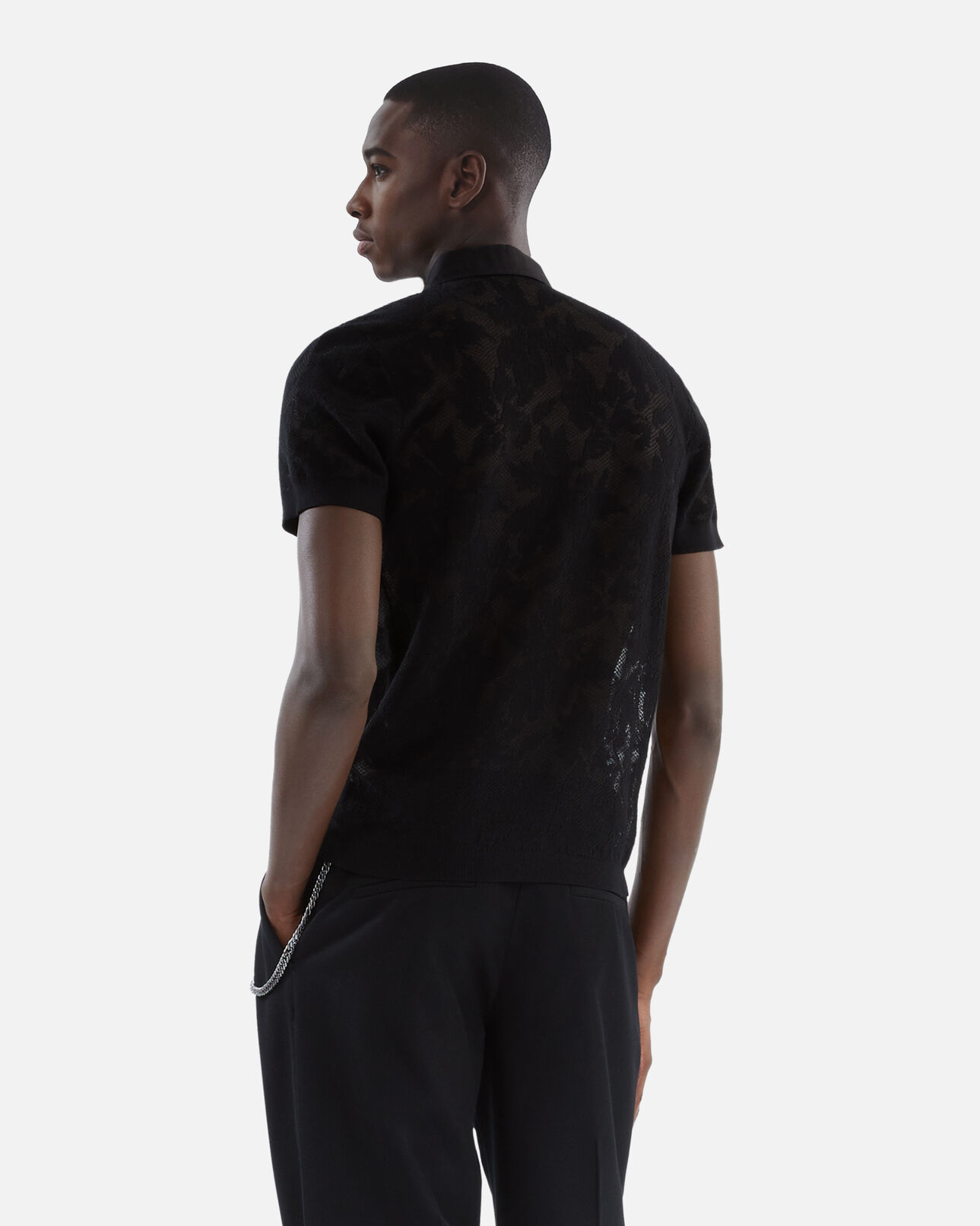 The Kooples HOMBRE BLACK camisa polo punto efecto encaje negro