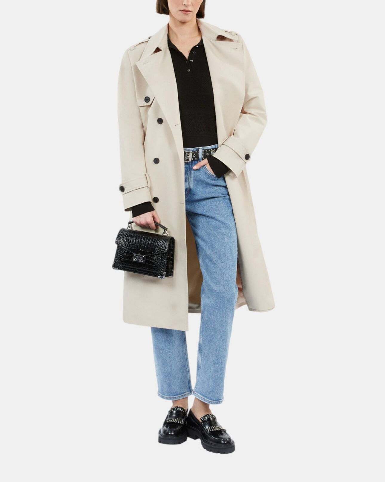 The Kooples WOMEN BEIGE long beige trench coat