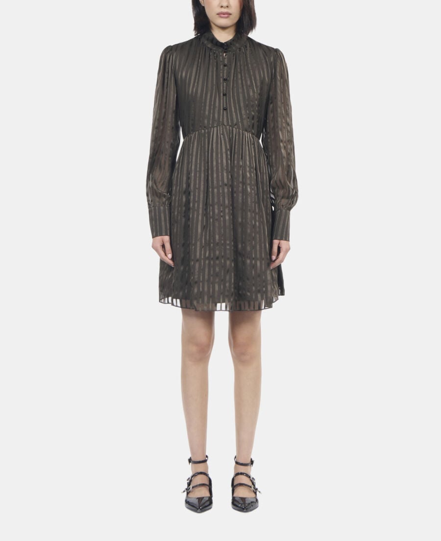 The Kooples DAMEN KAKI kurzes, khakifarbenes seidenkleid