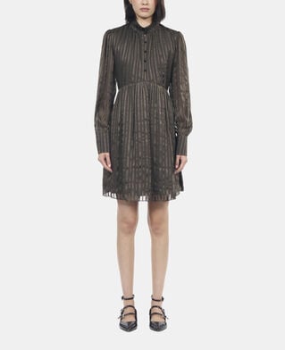 The Kooples DAMEN KAKI kurzes, khakifarbenes seidenkleid