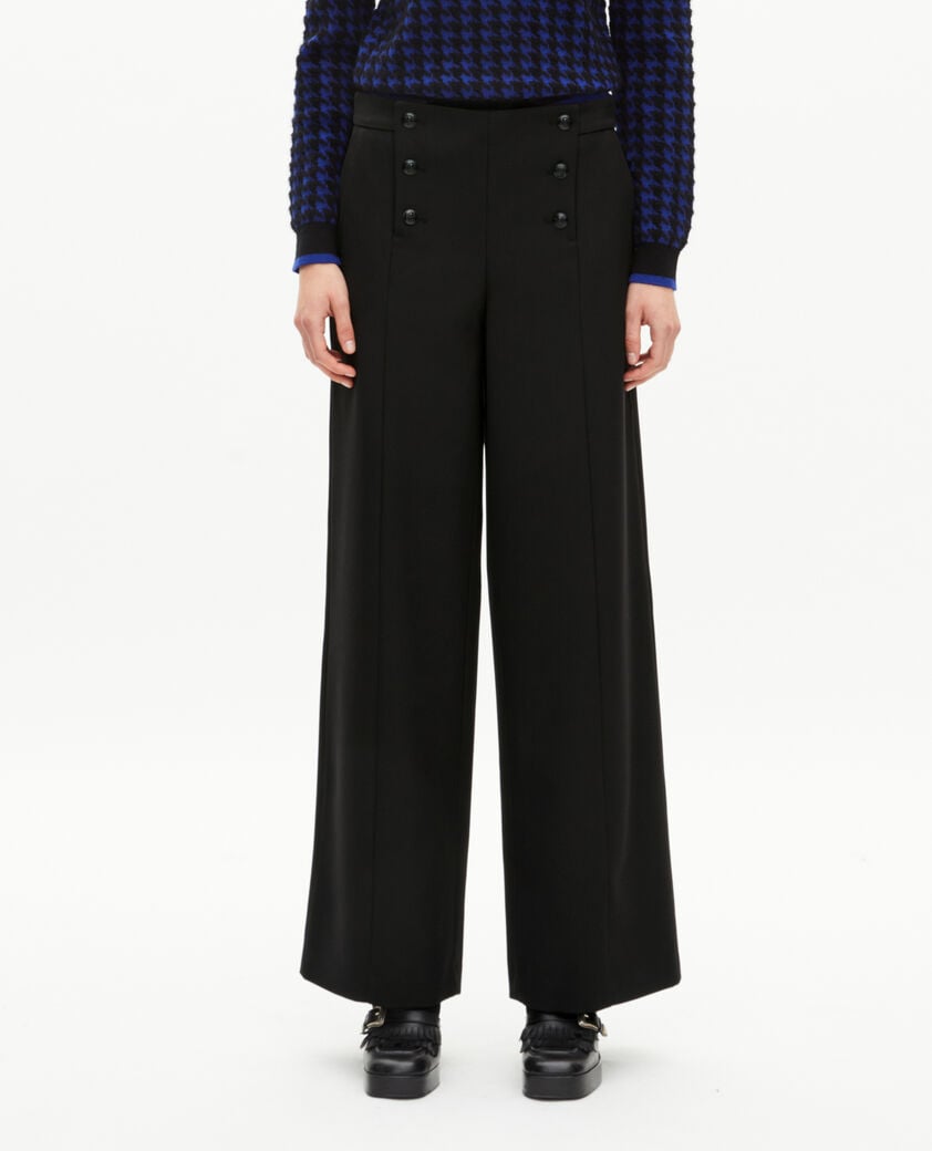 The Kooples FEMME BLACK pantalon droit à pont noir