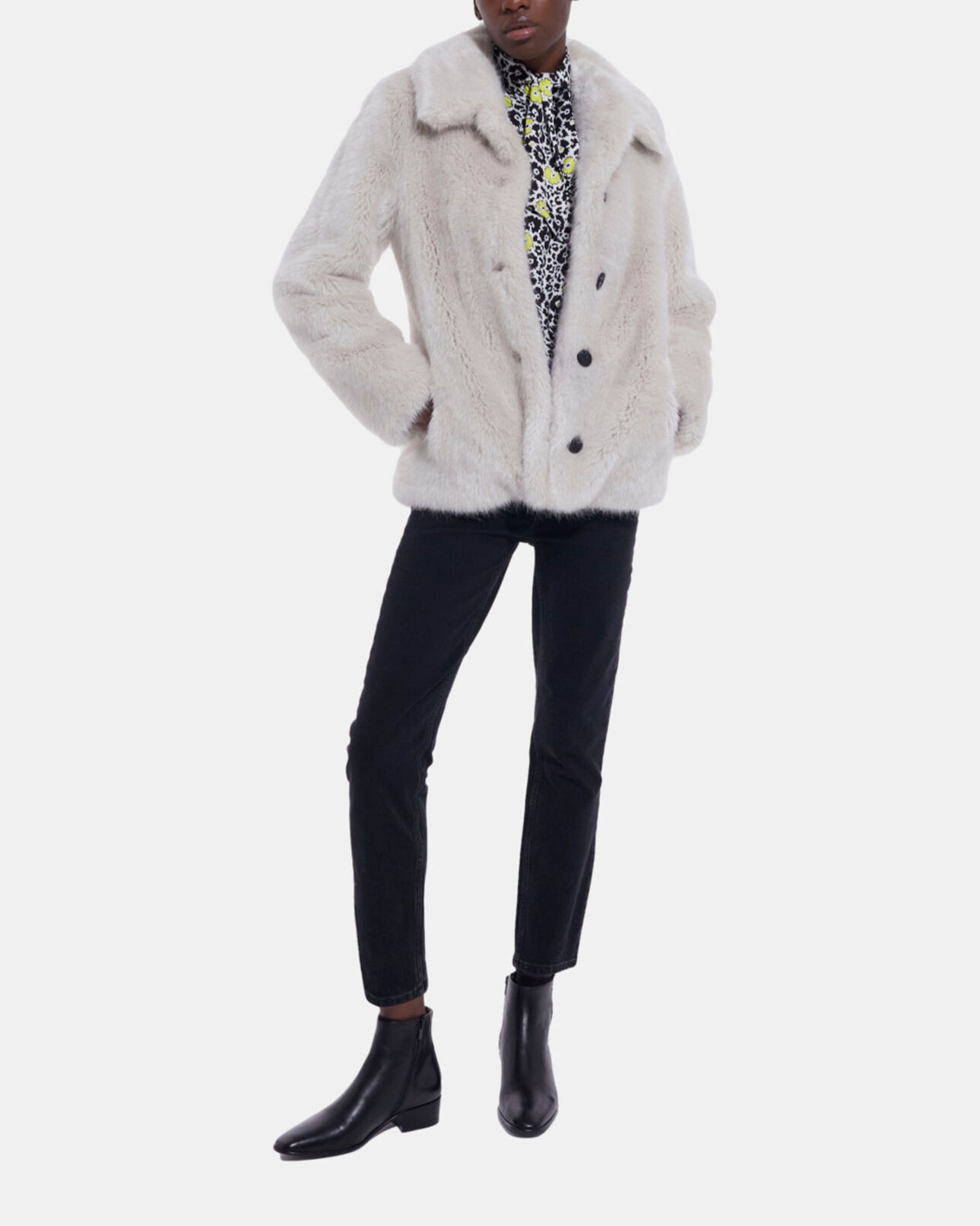 The Kooples WOMEN WHITE white faux fur coat