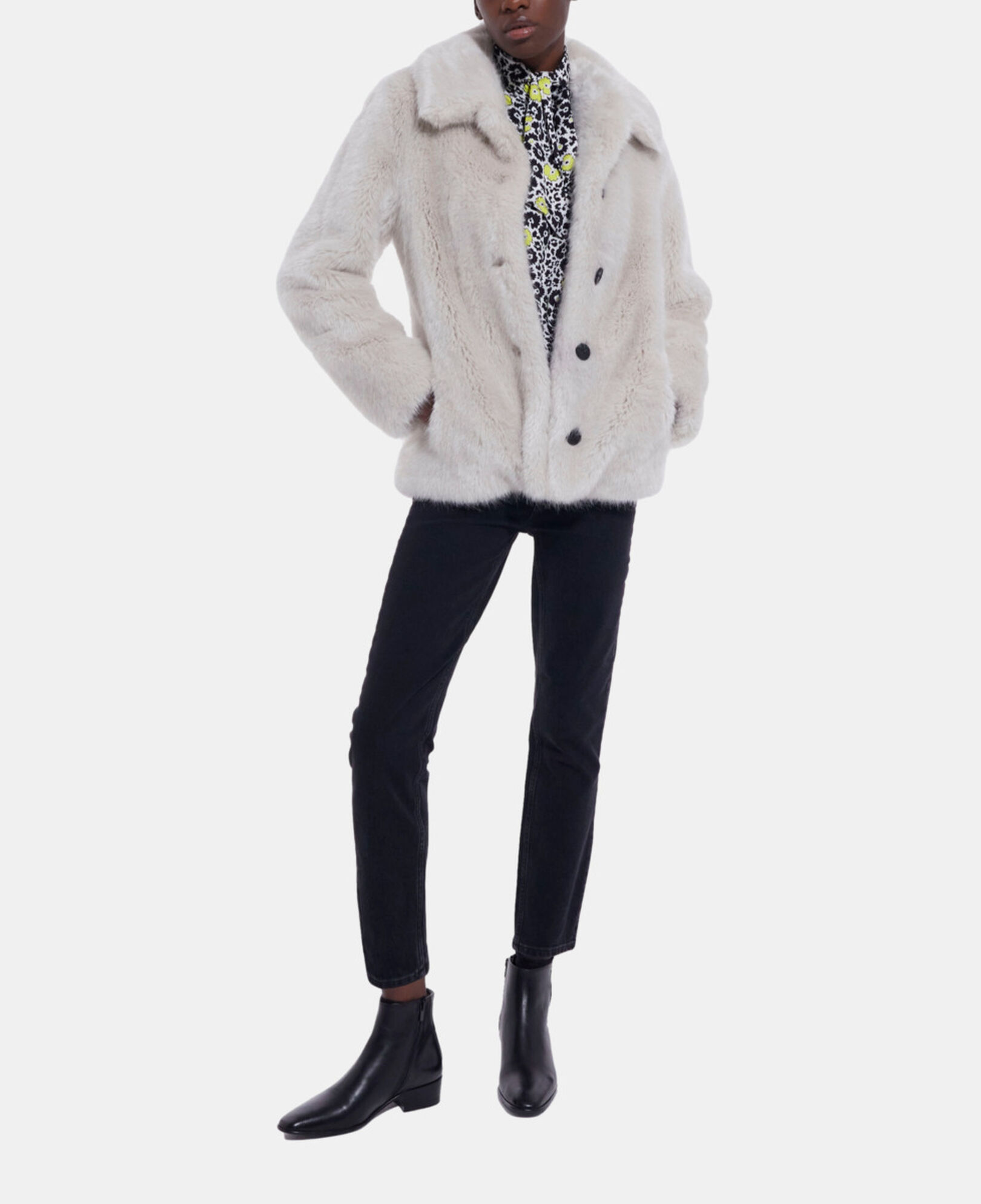 The Kooples WOMEN WHITE white faux fur coat