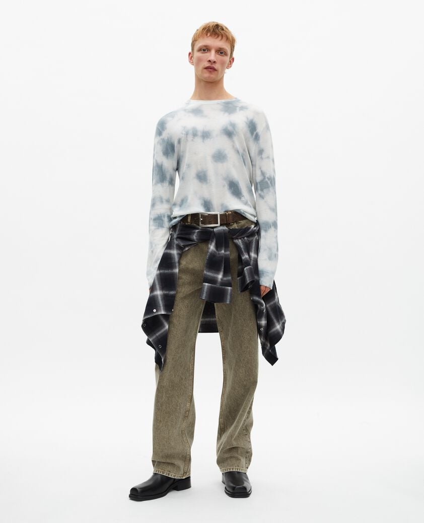 The Kooples MEN LIGHT BLUE/WHITE blue tie and dye merino wool sweater