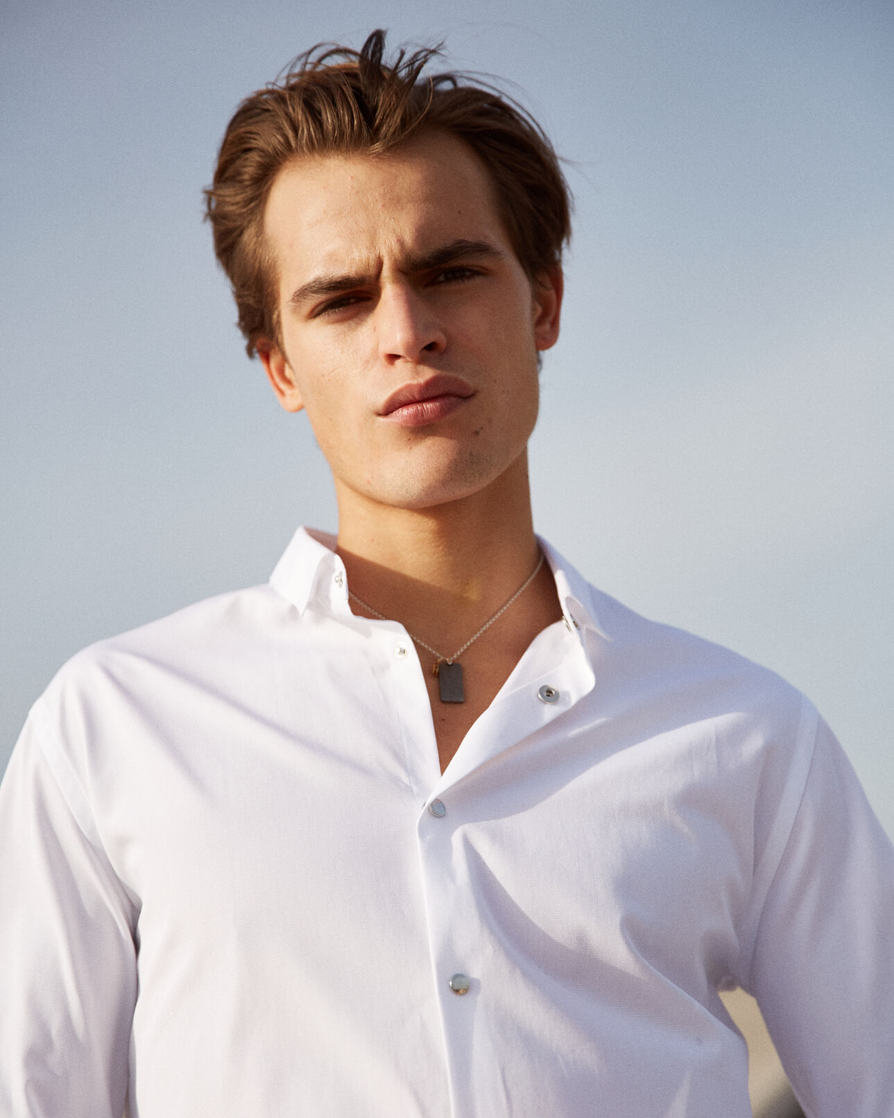 The Kooples HOMBRE WHITE camisa blanca de algodón con botones de metal