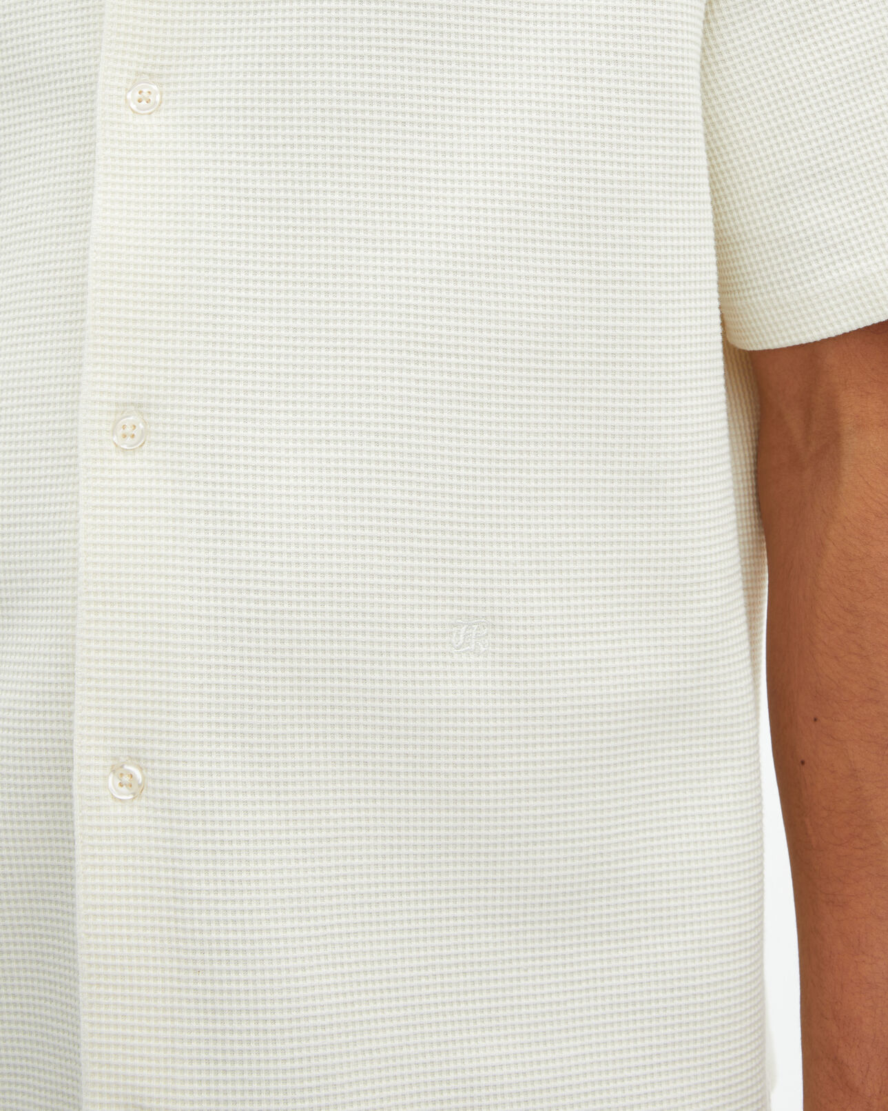 The Kooples MEN ECRU ecru honeycomb short-sleeve shirt