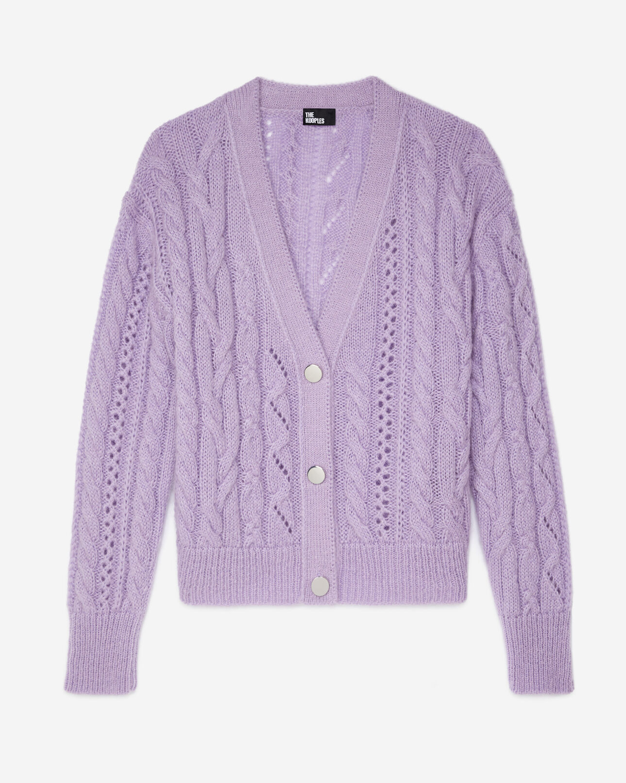 The Kooples MUJER VIOLET cárdigan malva mezcla lana punto ochos