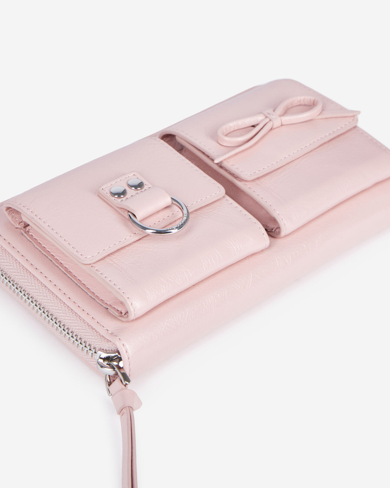 The Kooples FEMME PINK portefeuille amelia en cuir rose