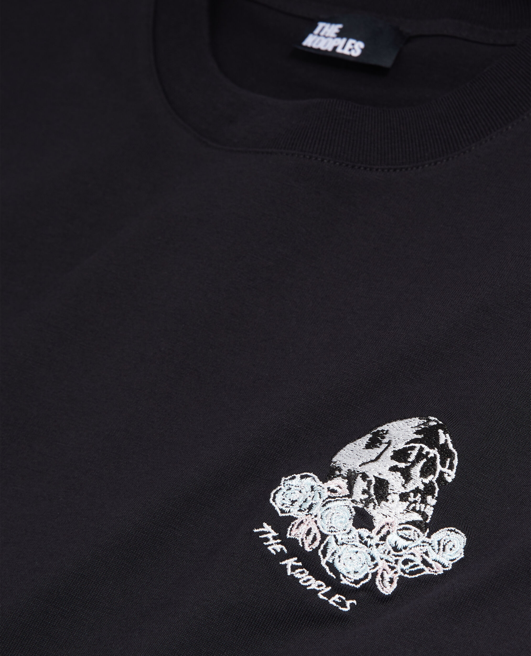 Camiseta negra bordado Vintage skull para hombre, BLACK, hi-res image number null