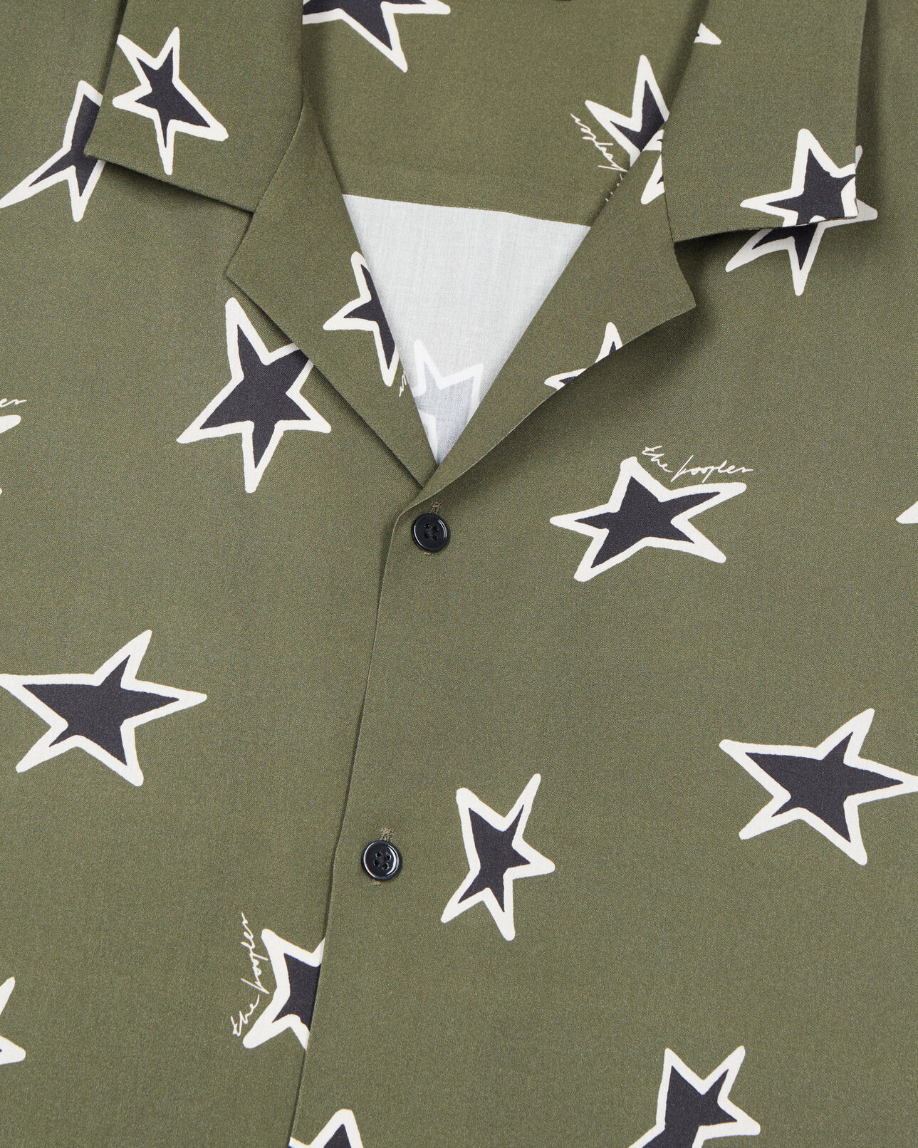The Kooples MEN KAKI BLACK short-sleeved star printed shirt