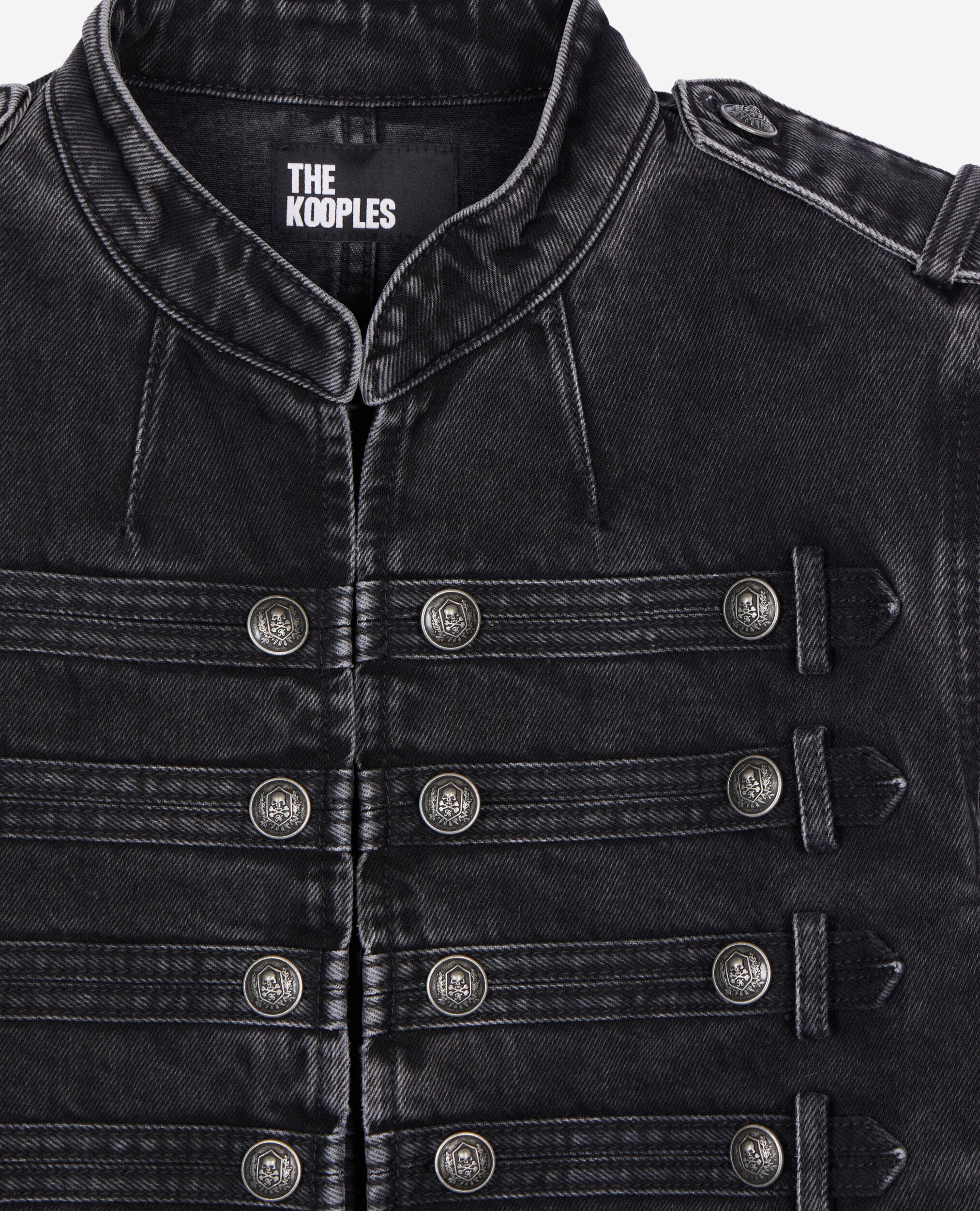 Veste style officier en denim grise, BLACK WASHED, hi-res image number null