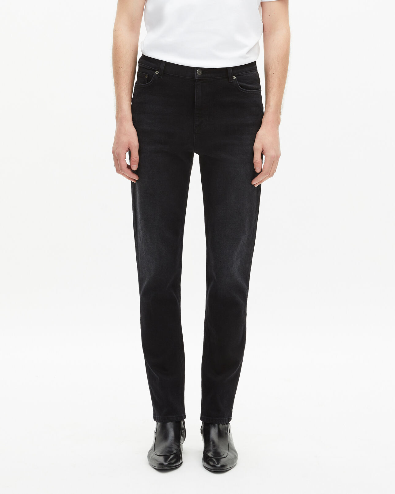 The Kooples MEN BLACK WASHED black slim jeans