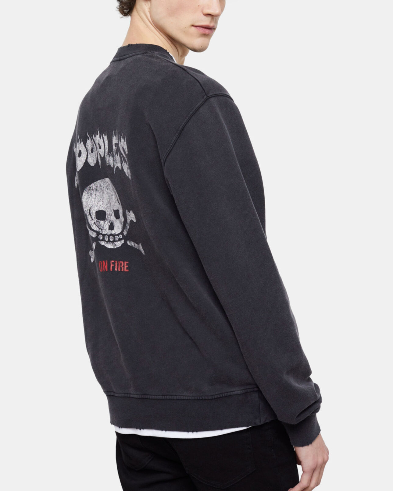 The Kooples HOMBRE BLACK WASHED sudadera serigrafiada negra