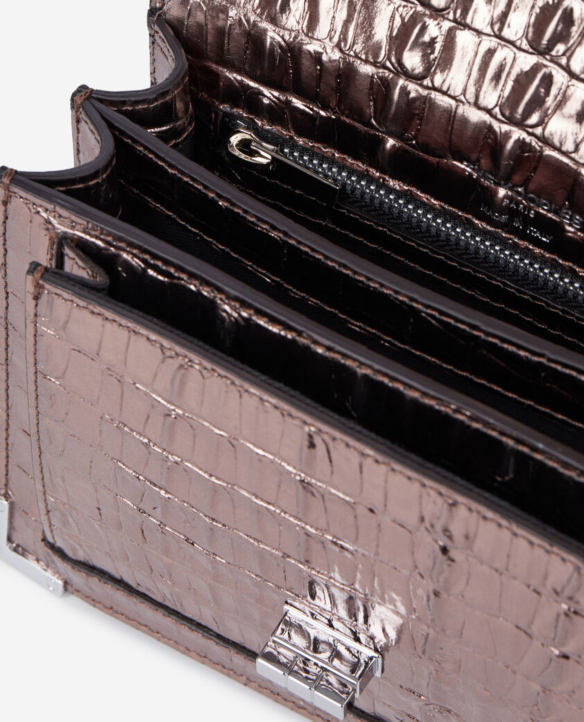 The Kooples WOMEN PINK BRONZE emily small bag in pink crocodile-effect leather