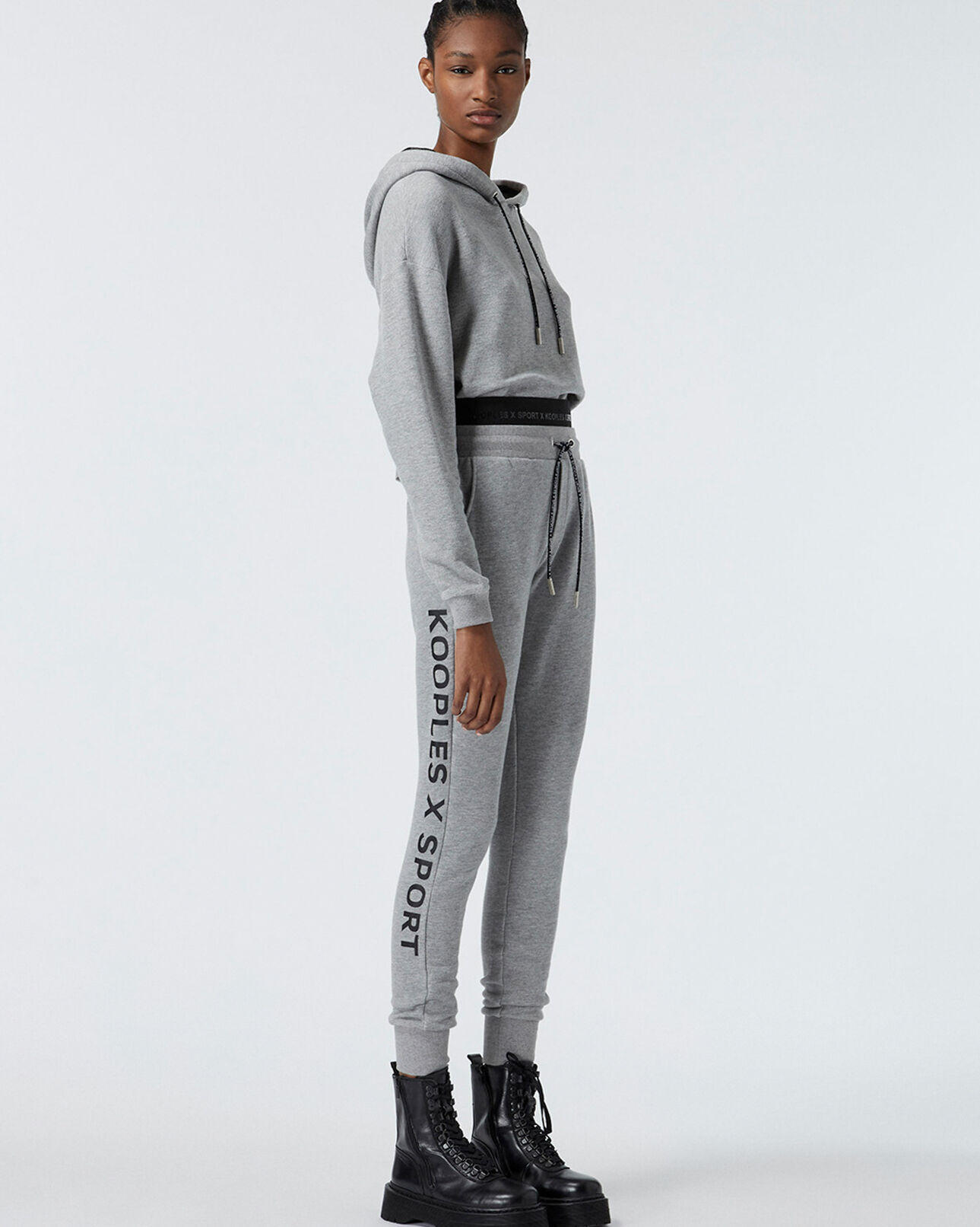 The Kooples WOMEN LIGHT GREY MELANGE grey logo jogging suit