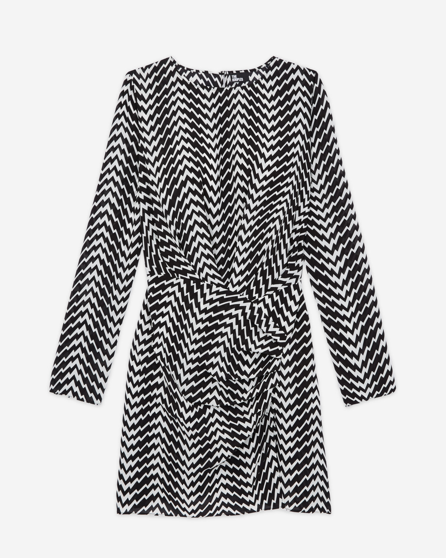 Robe courte imprimée zigzag noire et blanche, BLACK WHITE, hi-res image number null