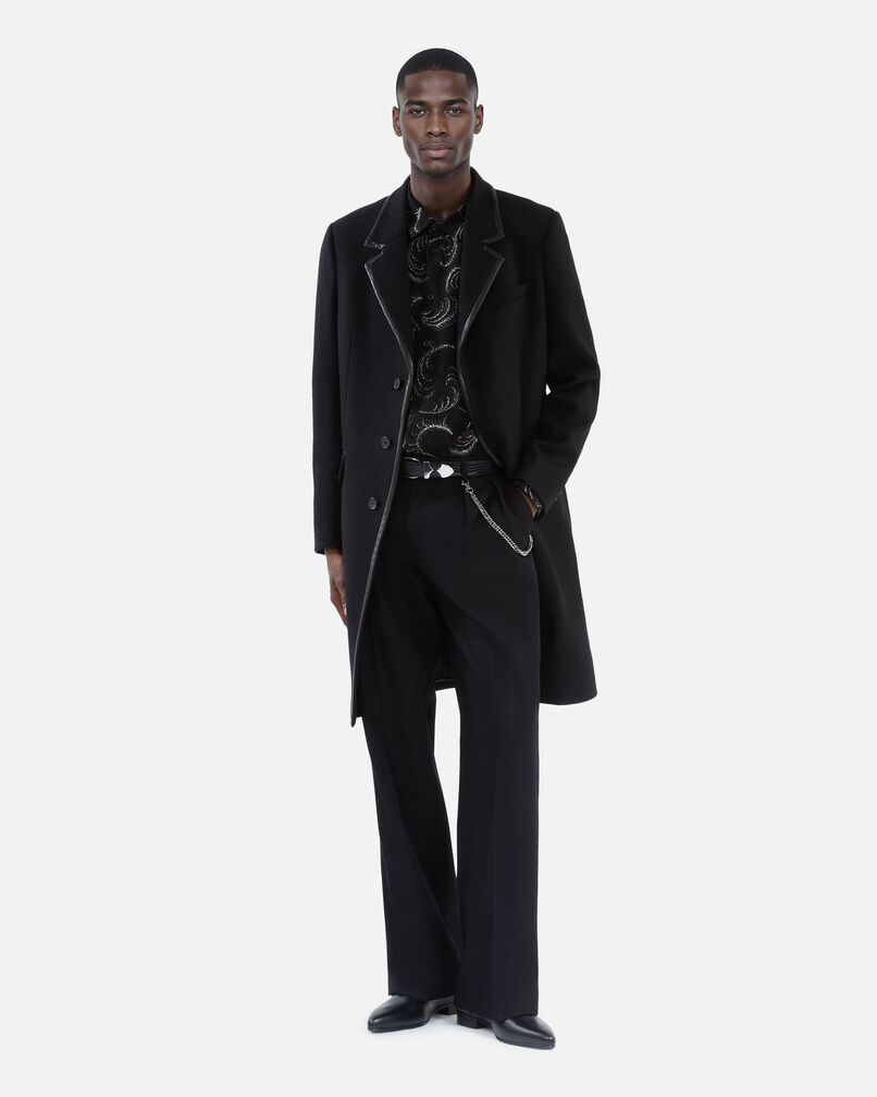 The Kooples MEN BLACK long black wool blend coat