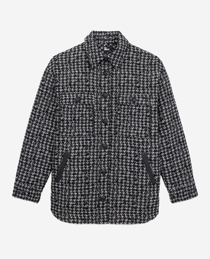 The Kooples FEMME BLACK WHITE blouson type surchemise noir en tweed