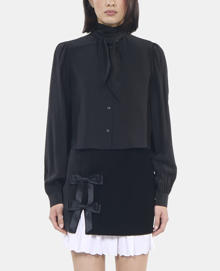 The Kooples WOMEN BLACK short black silk shirt