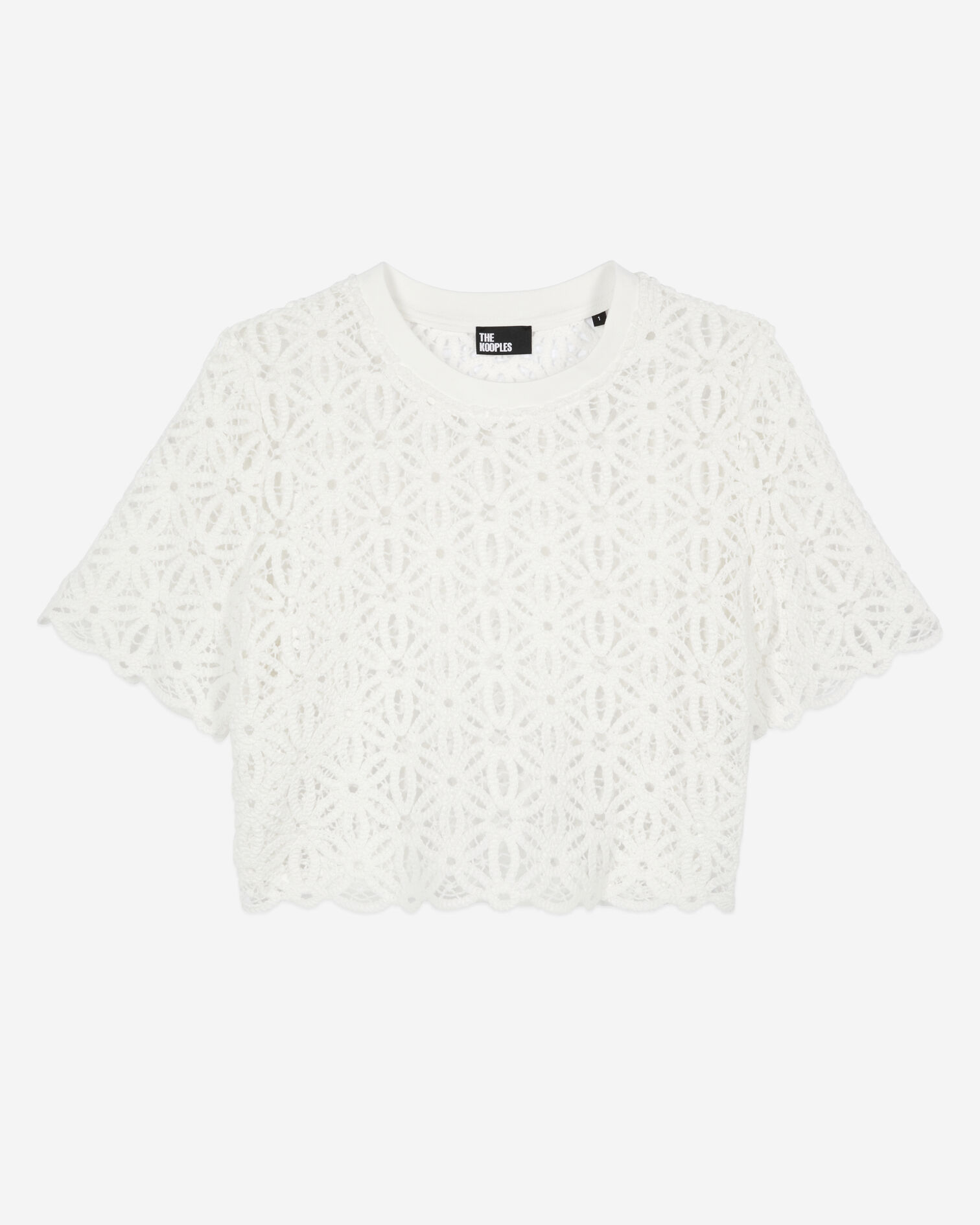 White guipure top, WHITE, hi-res image number null