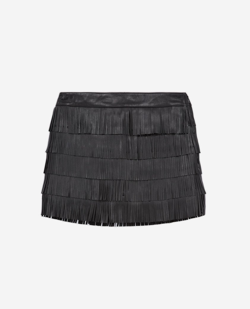 The Kooples WOMEN BLACK short black leather skirt
