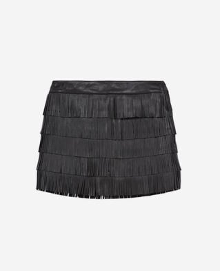 The Kooples WOMEN BLACK short black leather skirt