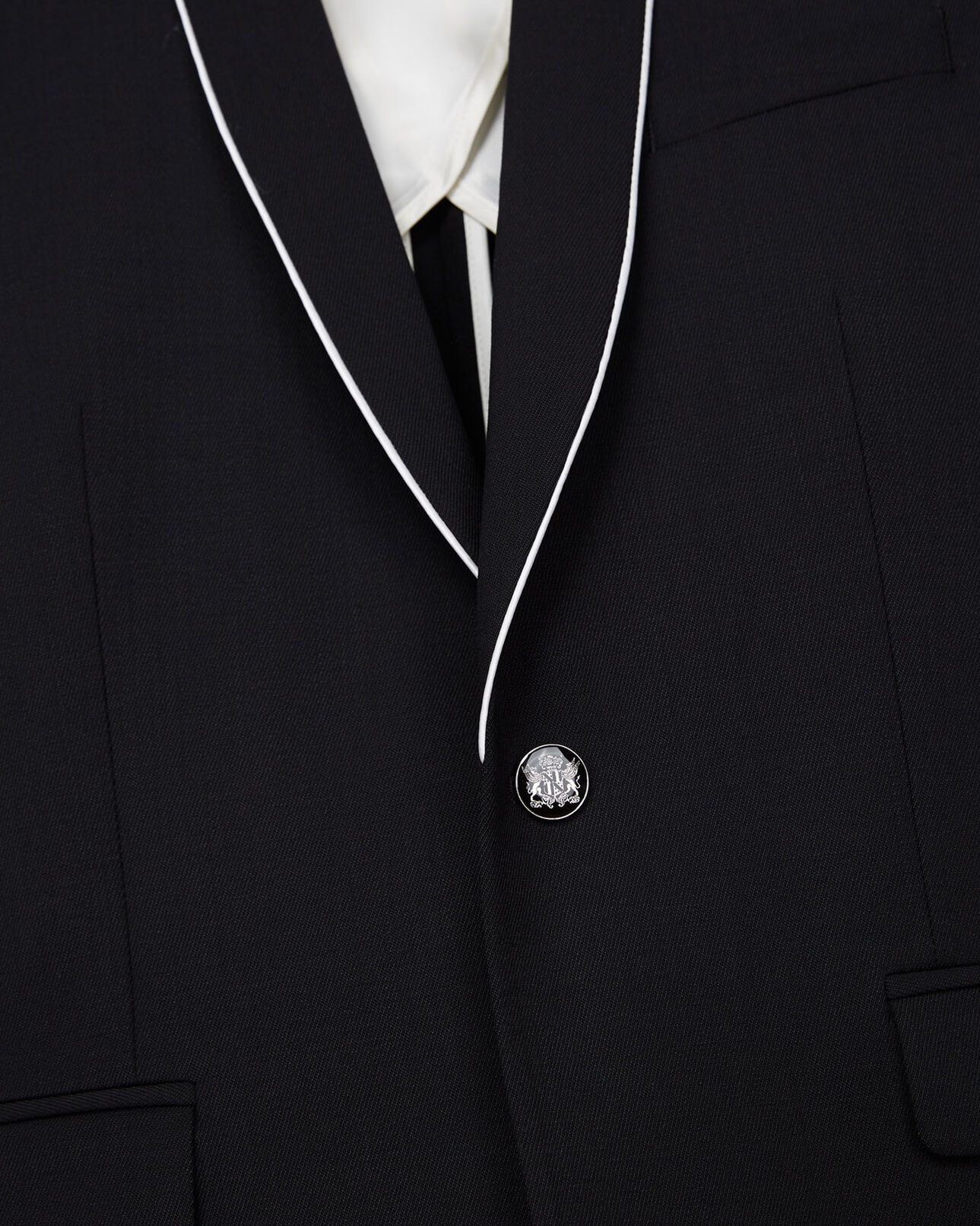 The Kooples MEN BLACK black suit jacket with ecru piping