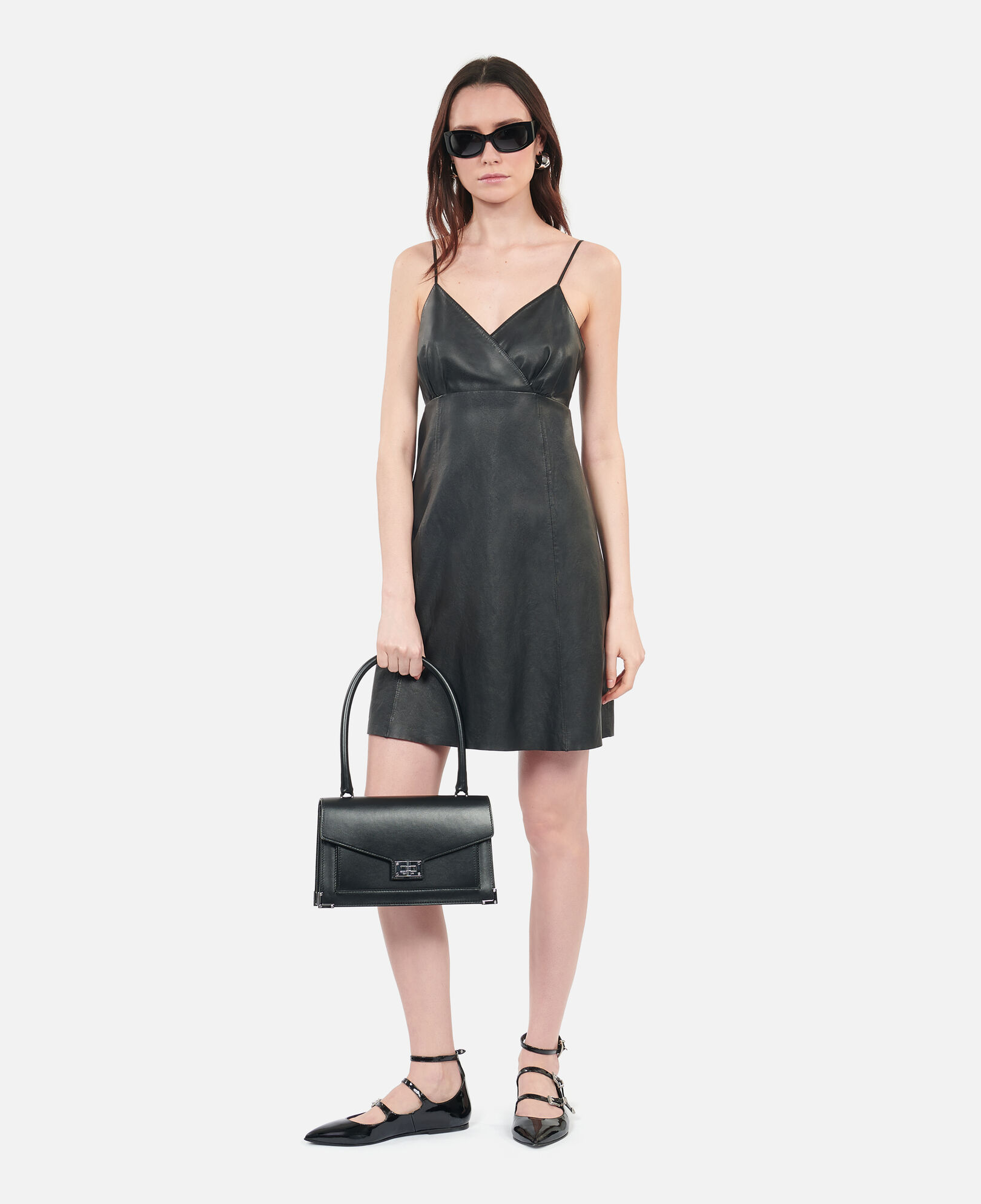 The Kooples WOMEN BLACK short black leather dress