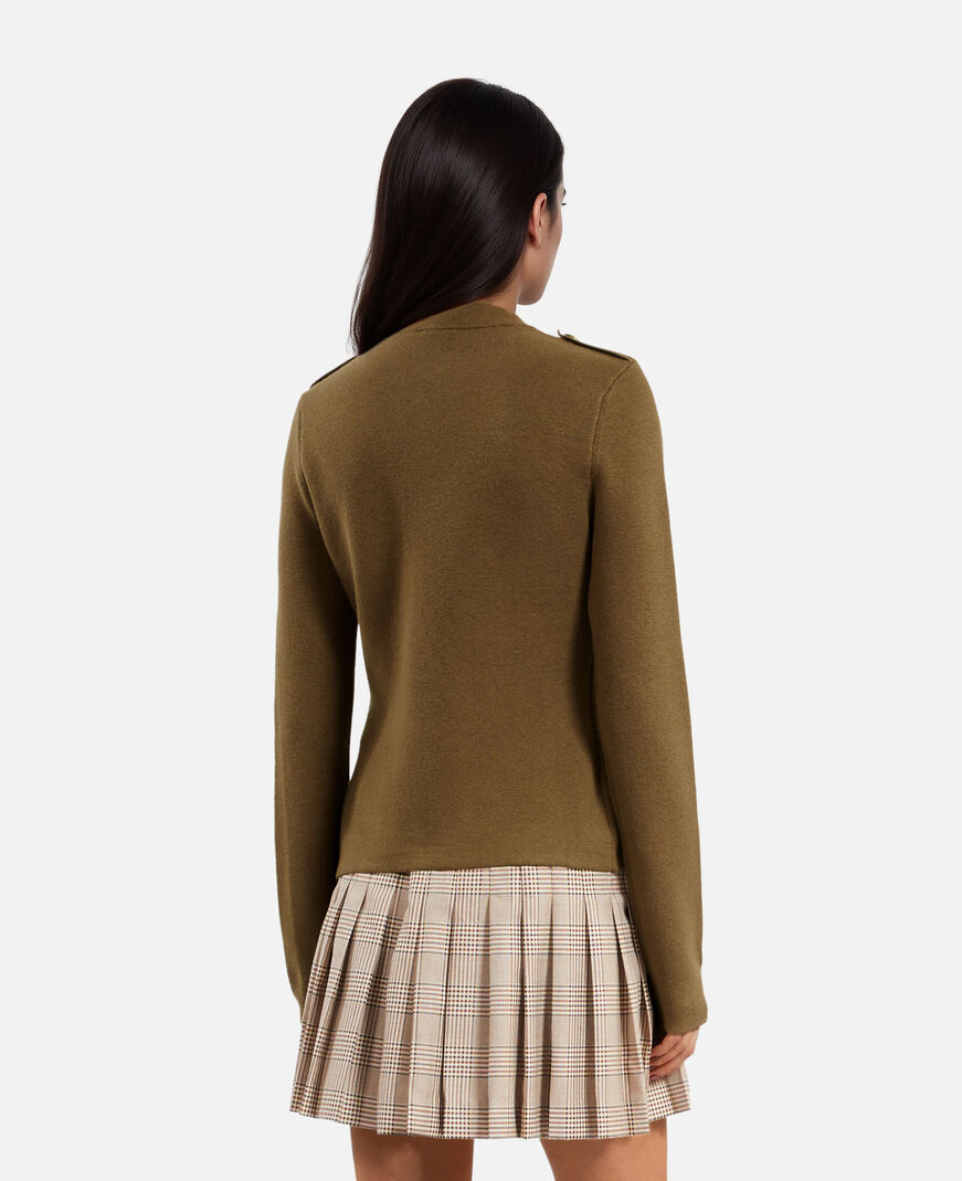 The Kooples F KAKI khaki officer-style wool cardigan