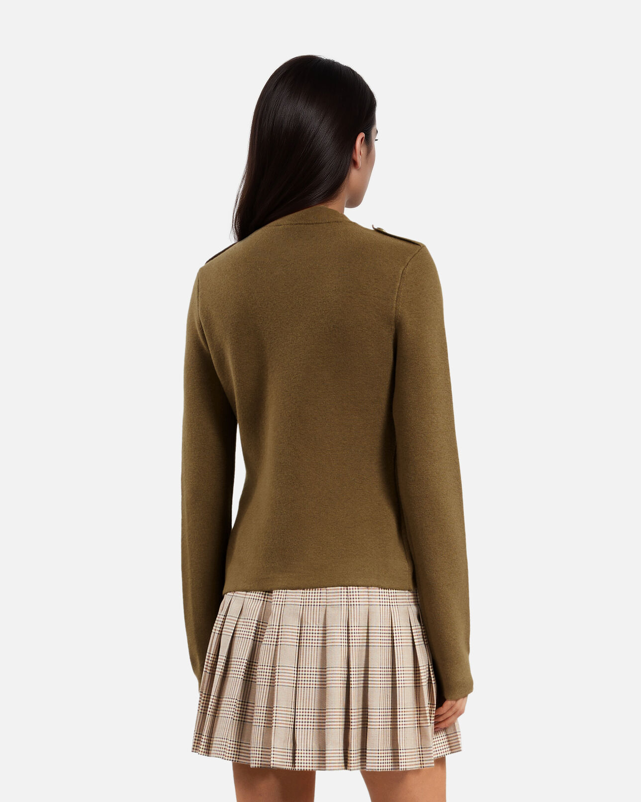 The Kooples WOMEN KAKI khaki officer-style wool cardigan