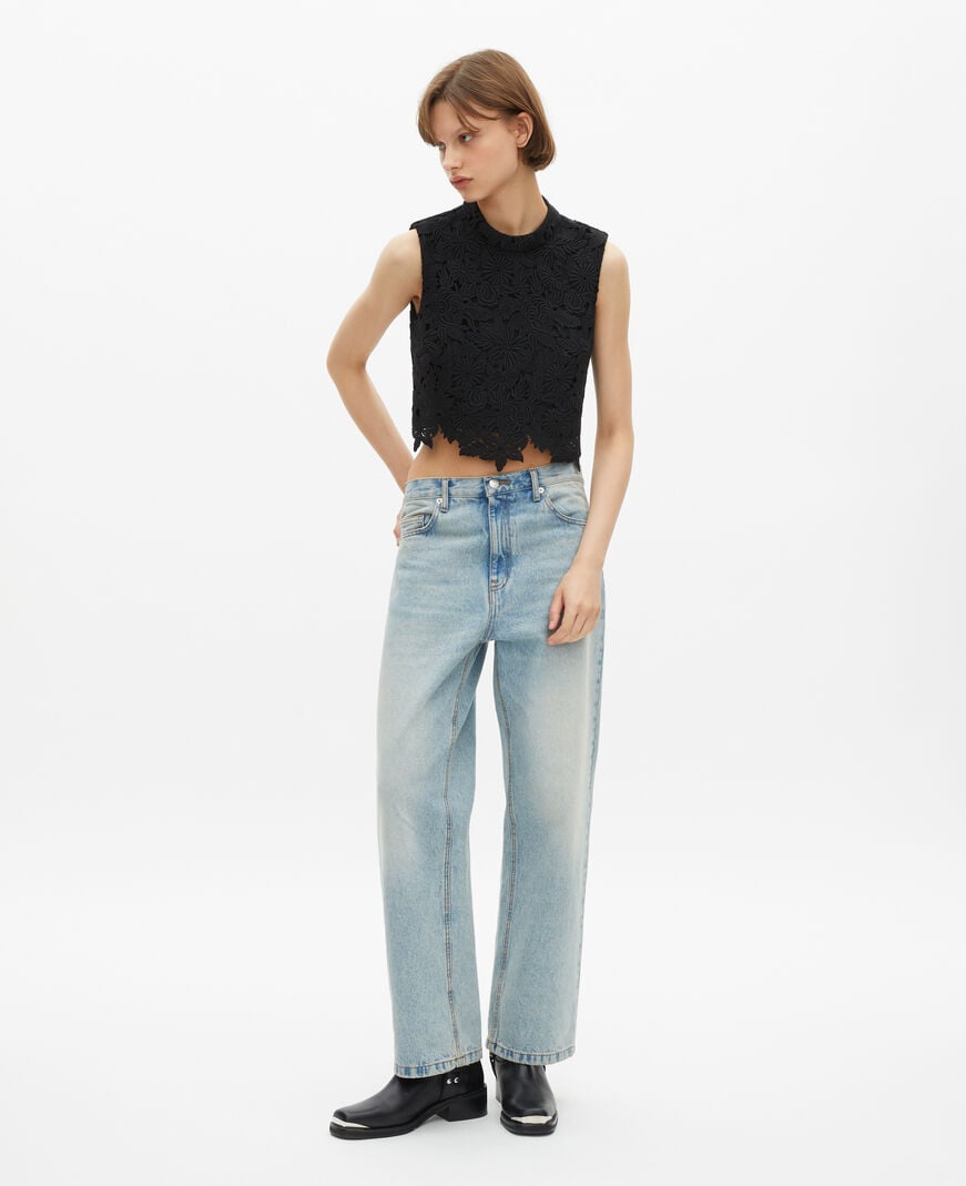 The Kooples WOMEN BLUE BLEACHED / NAVY light blue boyfriend jeans