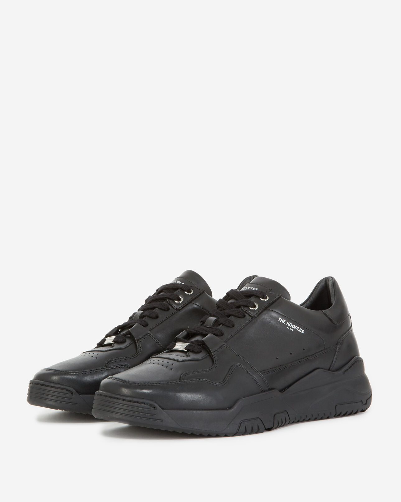 The Kooples HERREN BLACK schwarze turnschuhe aus leder mit aussparung