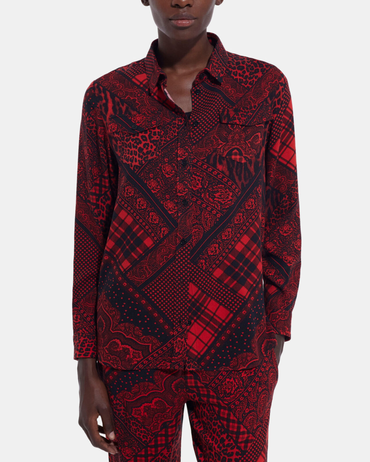 The Kooples WOMEN RED / BLACK printed shirt