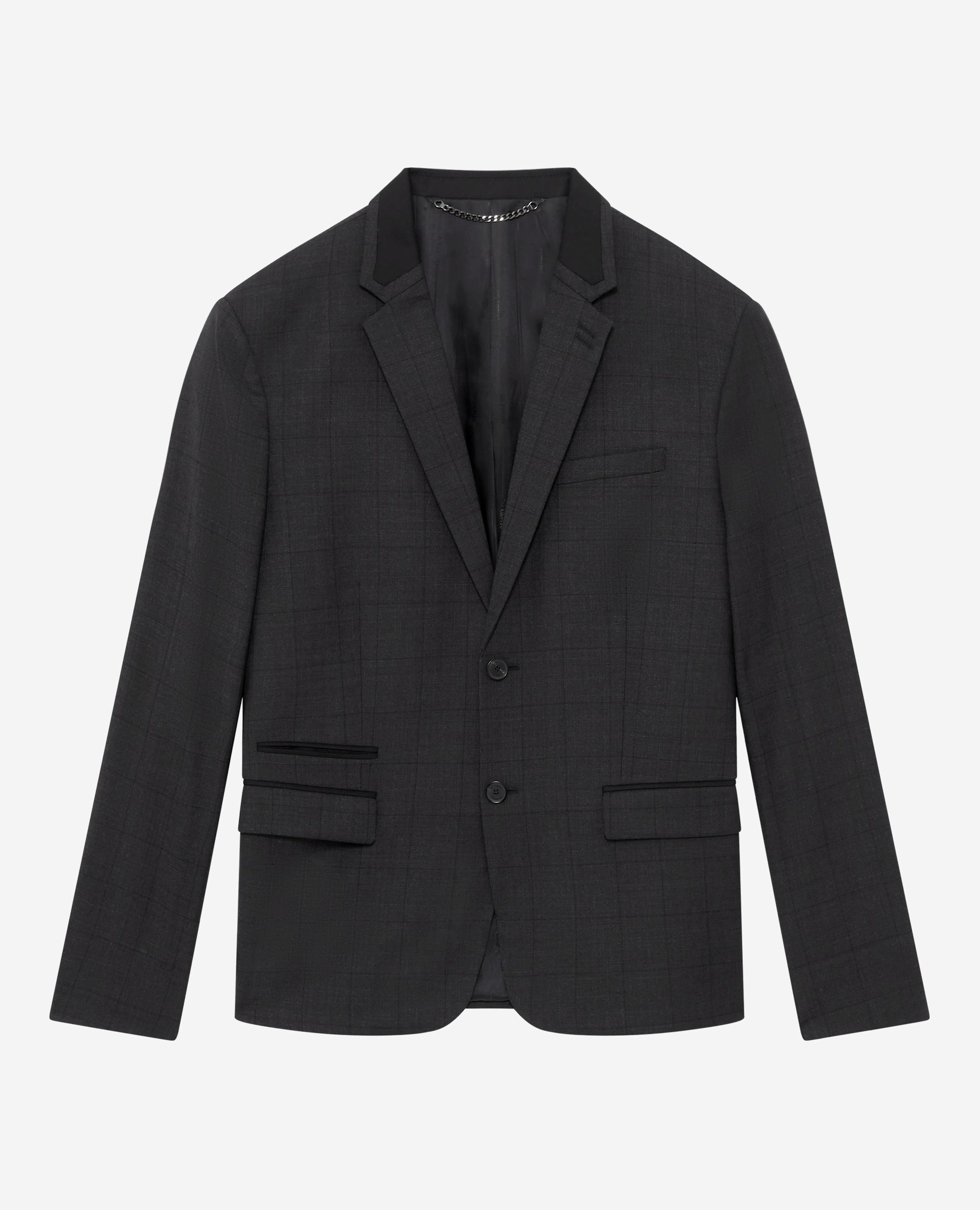 Black check suit jacket, BLACK, hi-res image number null