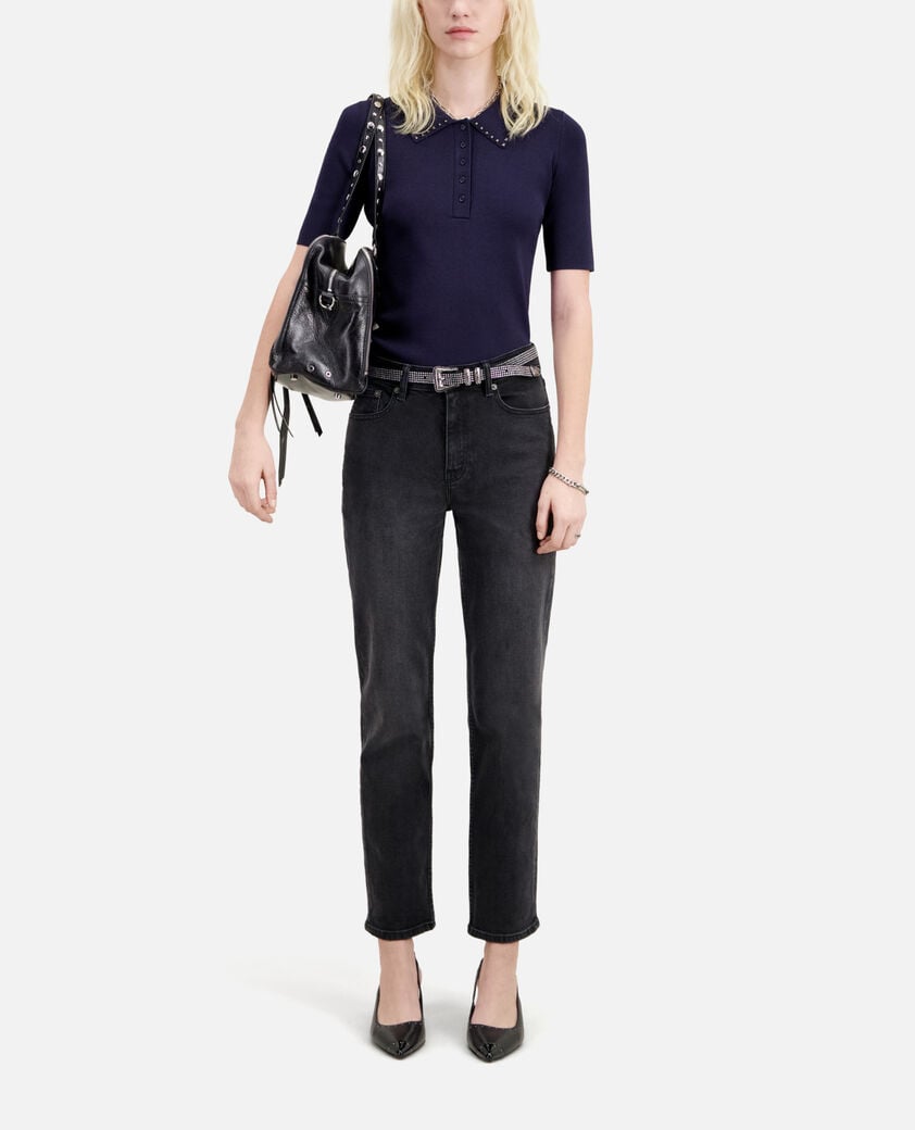 The Kooples MUJER BLACK WASHED vaqueros rectos negros