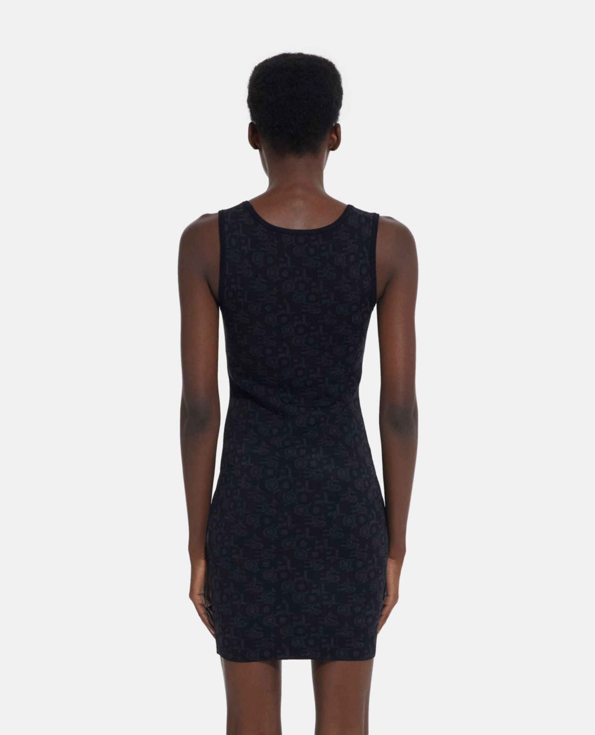 Short dress with The Kooples logo, BLACK DARK GREY, hi-res image number null