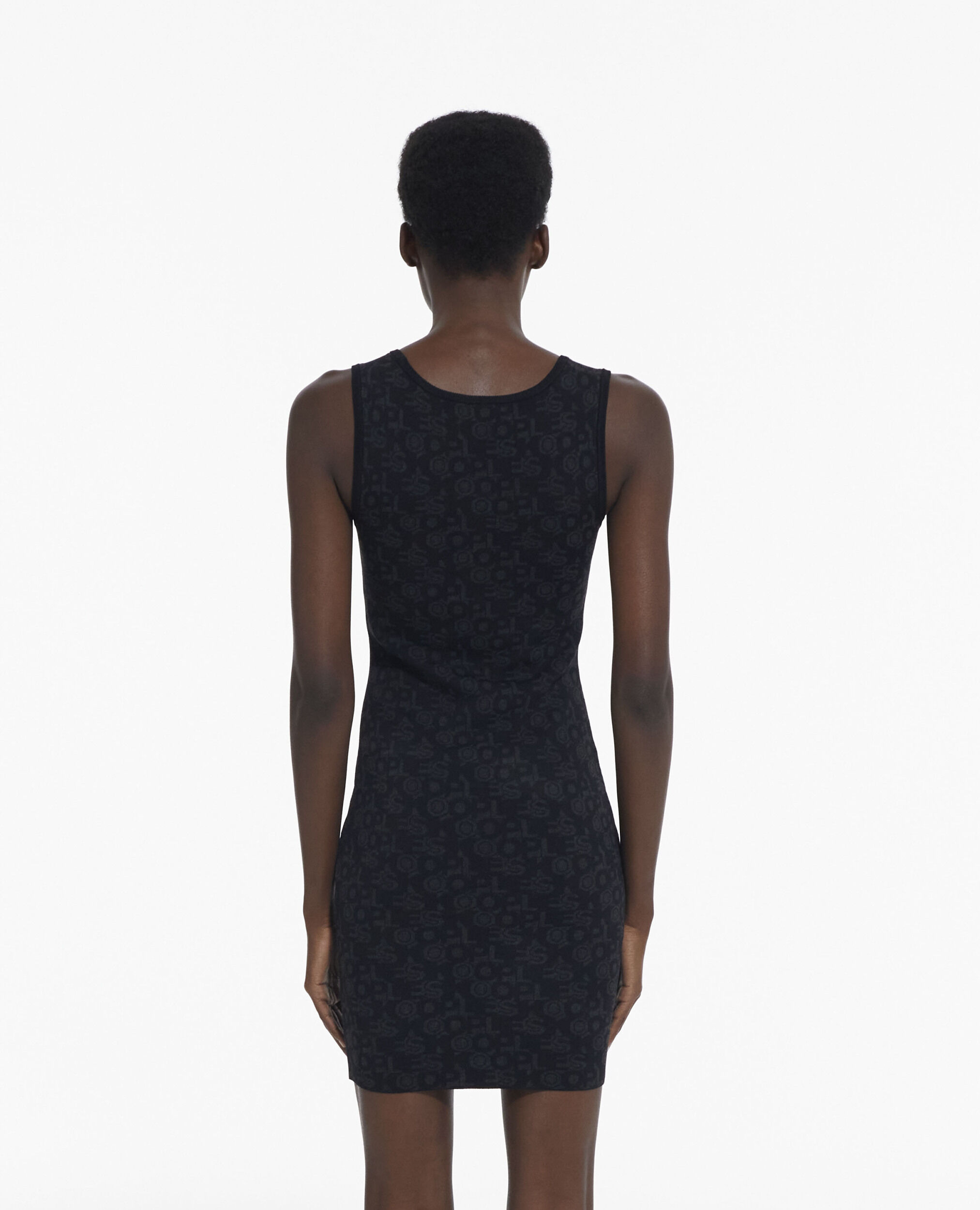 Short dress with The Kooples logo, BLACK DARK GREY, hi-res image number null